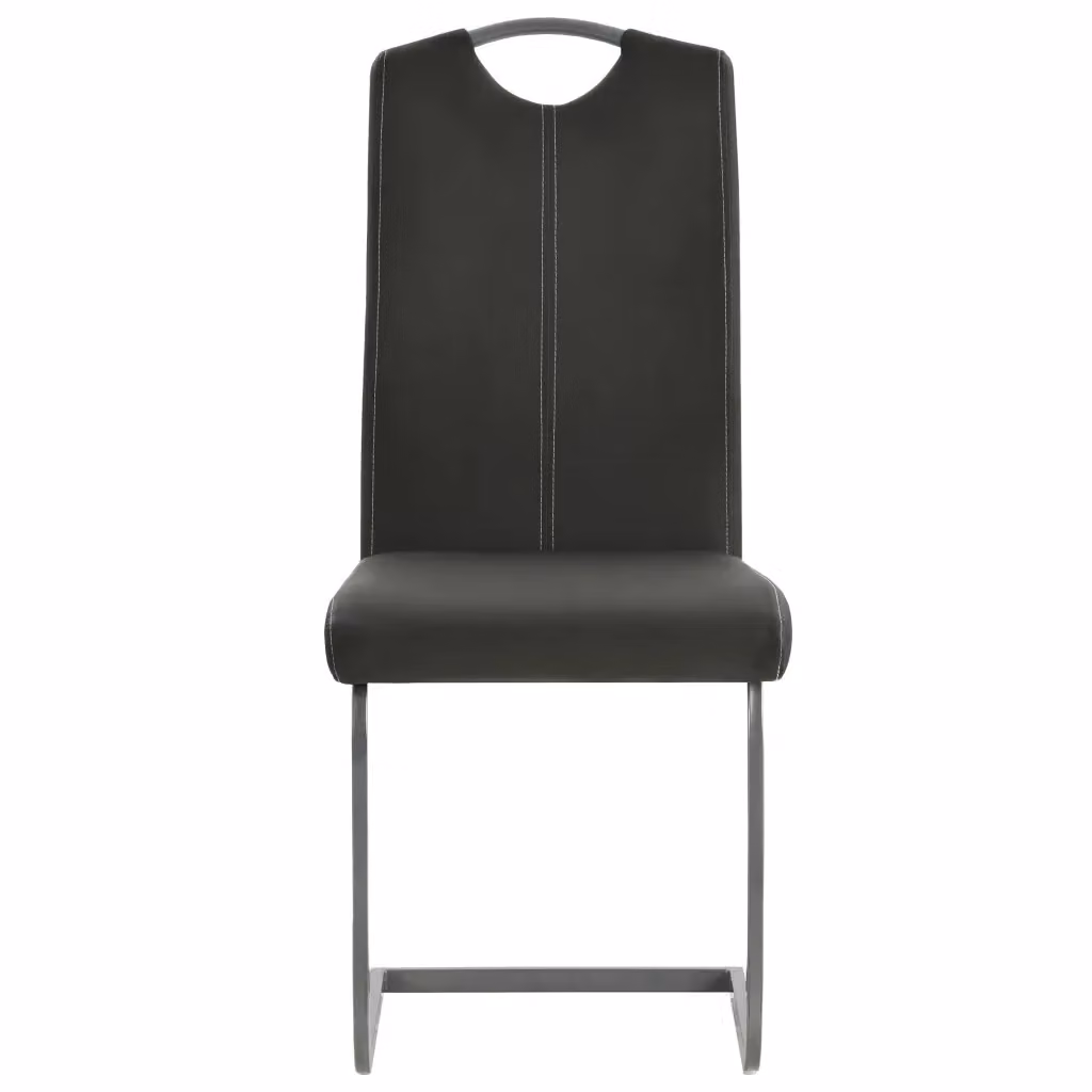 Set di 2 sedie da pranzo moderne vidaXL in similpelle grigia con base a sbalzo – 2