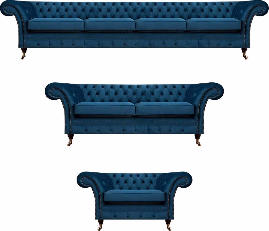 Designer Sofas Set Chesterfield Wohnzimmer Sofagarnitur Couch Polstermöbel 4+2+1