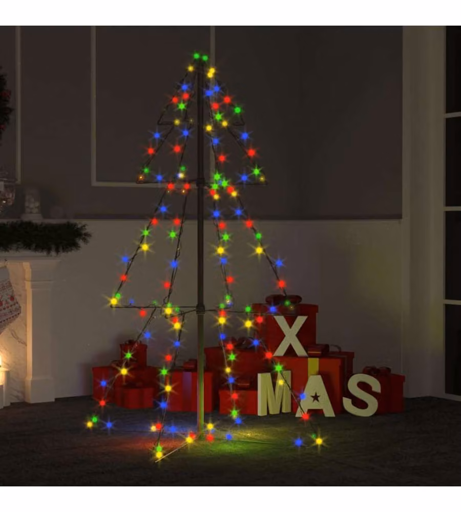 Albero di Natale a cono vidaXL con 160 LED multicolore per interni ed esterni, L: 78 cm, H: 120 cm – 2