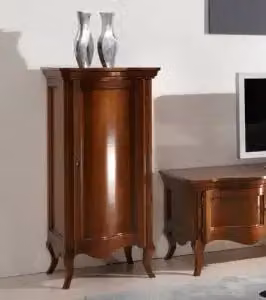 Vetrina contenitore in legno massiccio di tiglio arte povera noce scuro