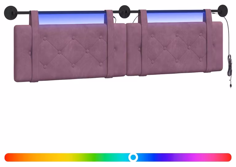 Testiera sospesa Con luce LED Viola Velluto