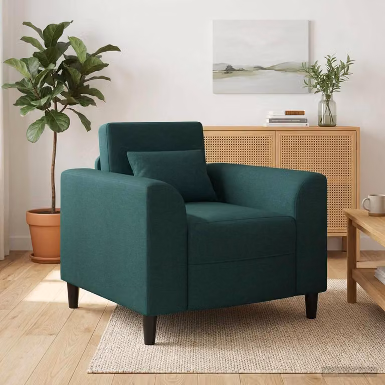 Poltrona moderna vidaXL in tessuto verde con braccioli e imbottitura in schiuma
