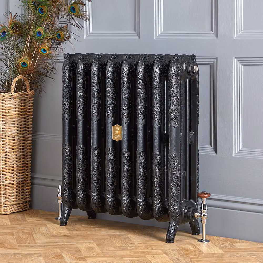 Radiatore in Ghisa Con Colonne Decorate - Nero - 768mm x 272mm - Charlotte