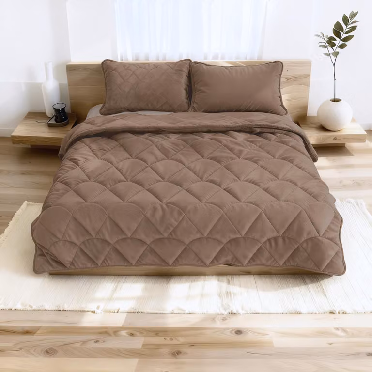 Coprimaterasso senza coprifiore, 240 x 200 cm, color tortora, per letto matrimoniale, lavabile, ideale per la camera da letto
