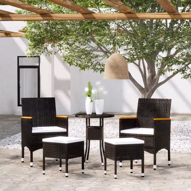 Set Divani da Giardino 5 pz in Polyrattan Nero 3058474