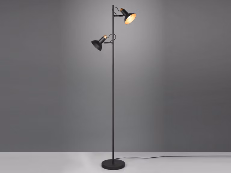 Lampada da terra 2 fiamme in metallo nero/oro