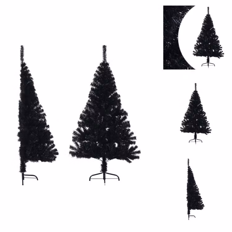 vidaXL Mezzo albero di Natale artificiale con supporto nero 150 cm PVC - Alberi di Natale