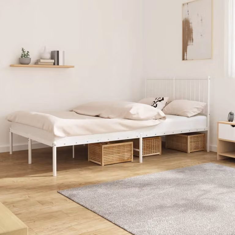vidaXL Giroletto con Testiera in Metallo Bianco L/P/H: 120 x 200 cm