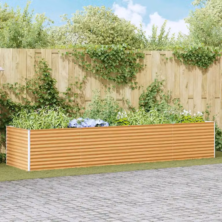 Letto rialzato da giardino vidaXL in acciaio galvanizzato Marrone, L: 390 cm, P: 100 cm, H: 68 cm