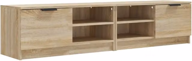 Set di 2 Mobili TV Moderni in Legno Multistrato Rovere Sonoma Beige L 80 x P 35 x H 36,5 cm – 1