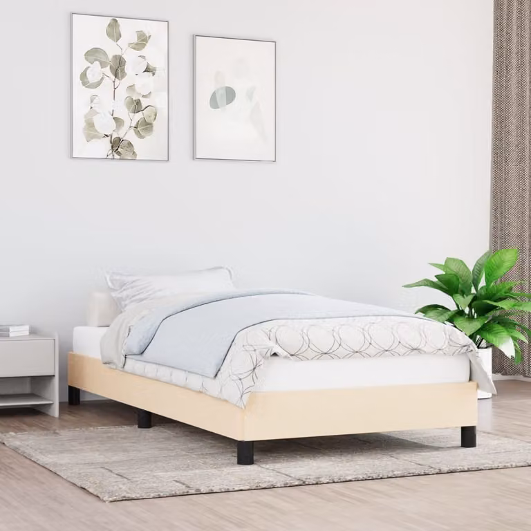 The Living Store struttura letto crema 100x200 cm in tessuto