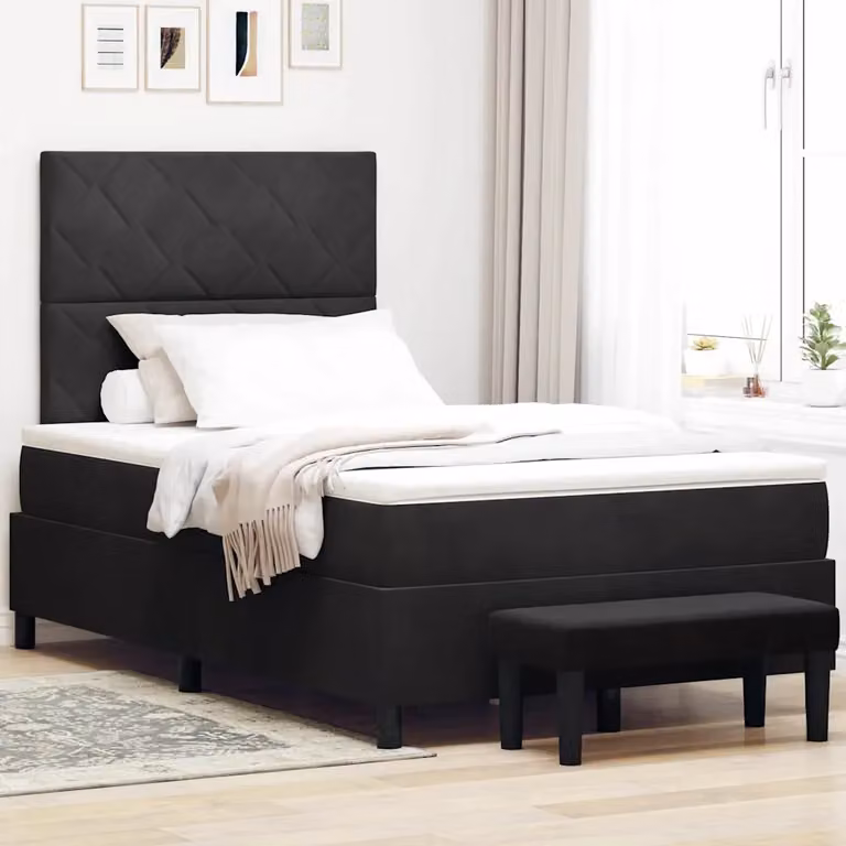 Letto a molle con testiera vidaXL in velluto nero L: 120 cm, P: 200 cm
