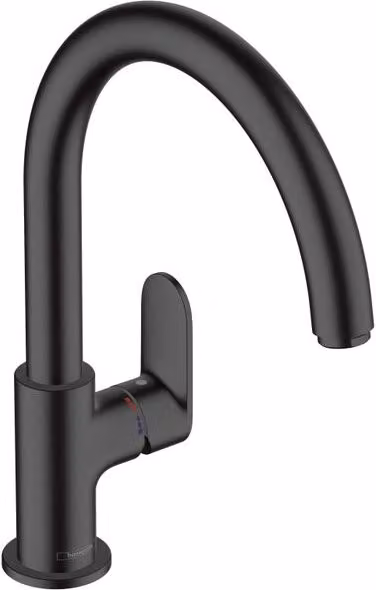 Rubinetto da cucina fisso a collo di cigno Hansgrohe Vernis Blend nero opaco