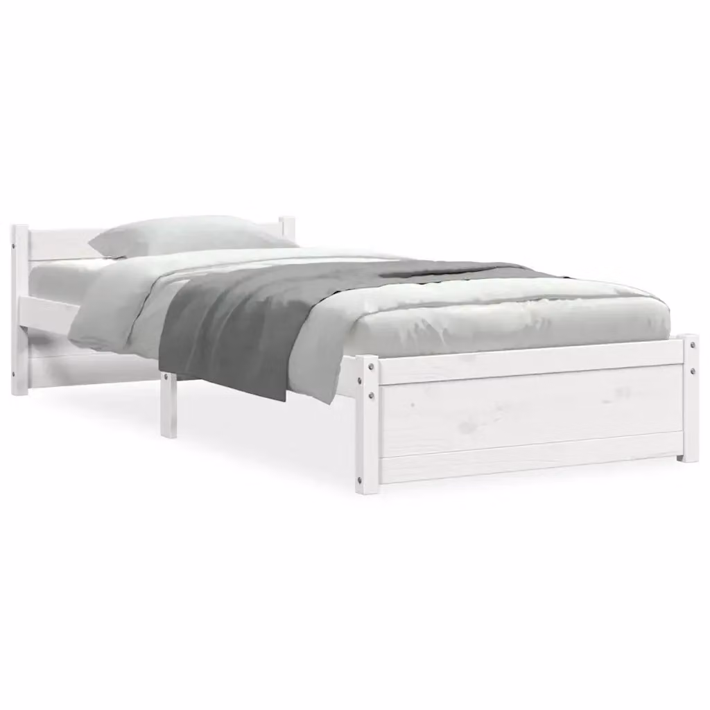Letto singolo vidaXL in legno massello di pino bianco con doghe fisse L/P/H: 205.5 x 90 x 95.5 cm – 2