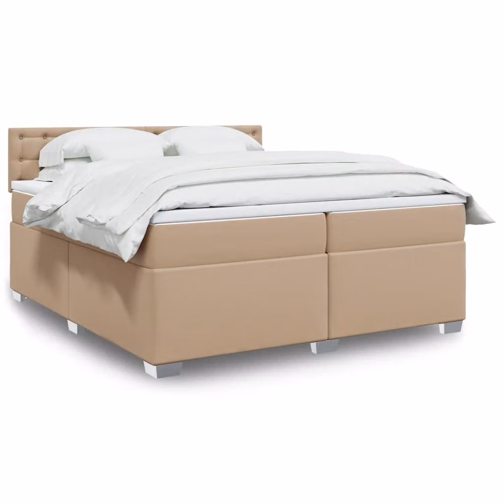 vidaXL Giroletto a Molle con Materasso in Similpelle Colore Cappuccino L/P: 200 x 200 cm