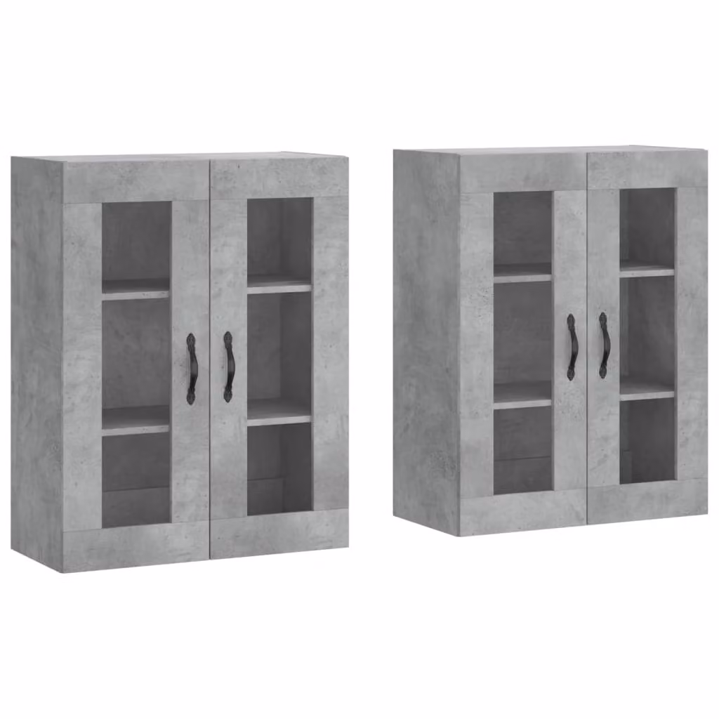 Armadietti a Parete 2 pz Grigio Cemento in Legno Multistrato