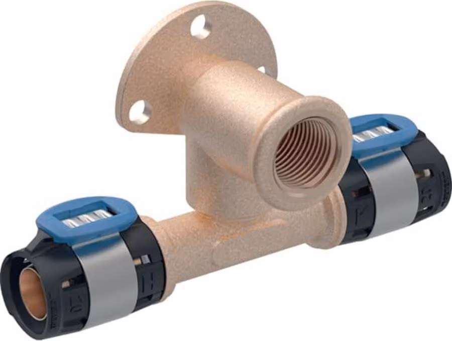 Geberit FlowFit raccordo a T angolo 90 gradi offset Rg+ d20-Rp1/2-d20 L:36mm
