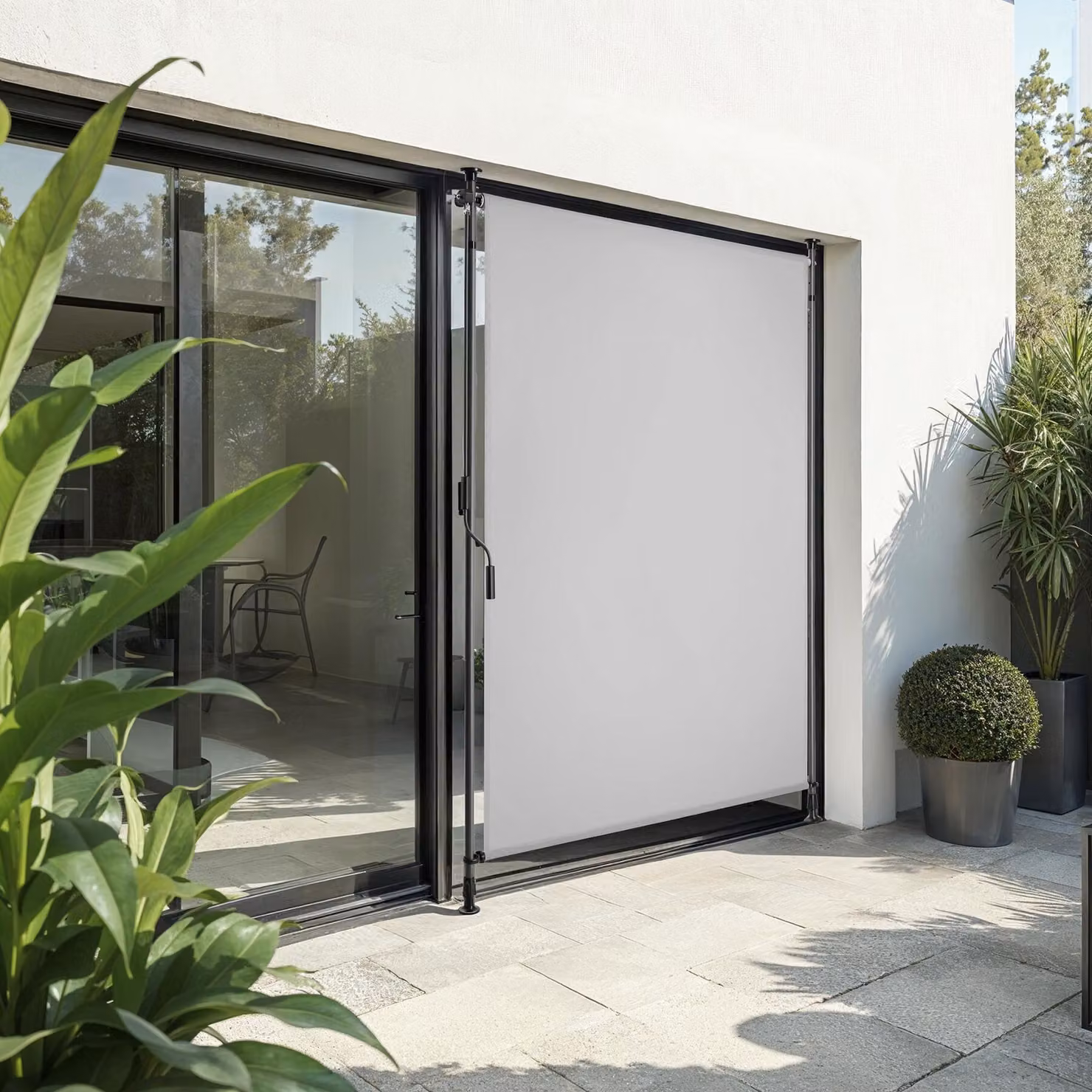 Tenda da sole tectake Taija con manovella manuale, grigio chiaro, L: 310 cm, H: 100 cm – 3