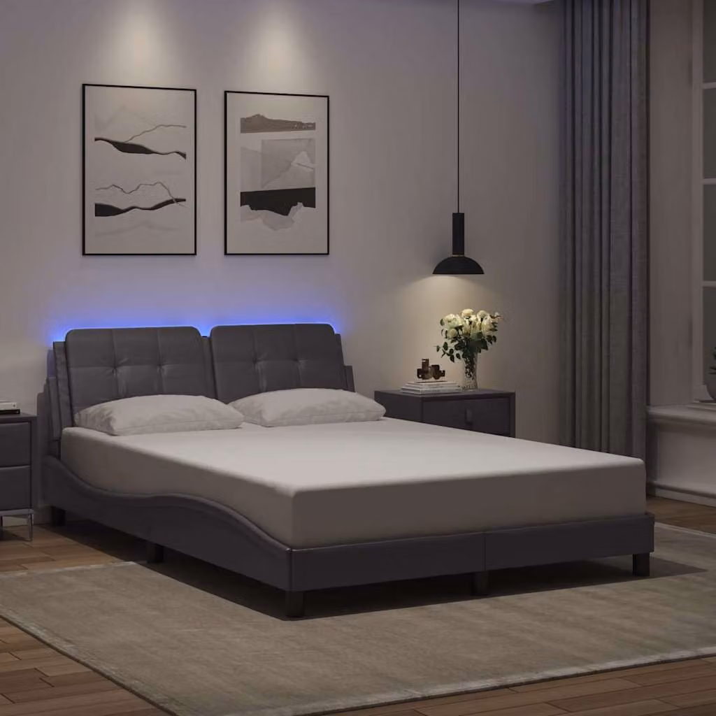 vidaXL Giroletto Zadar Grigio con LED e porta USB senza materasso L/P/H: 200 x 140 x 145 cm – 1