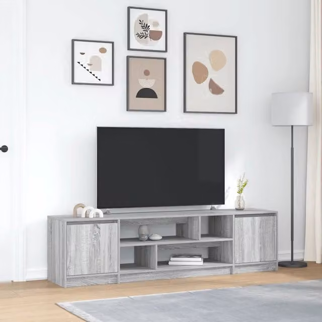 Mobile Porta TV Moderno vidaXL Grigio Sonoma in Legno Multistrato L: 188,5 cm, P: 41 cm, H: 50 cm