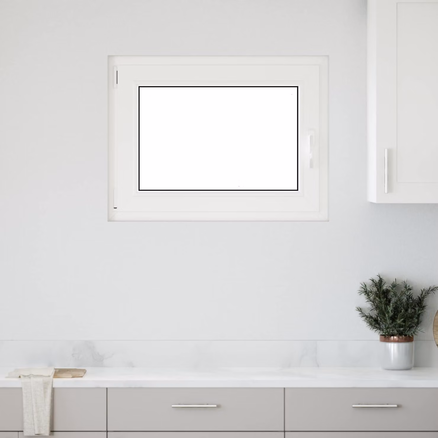 Finestra per seminterrato a battente vidaXL in plastica bianca con vetro trasparente L 80 cm x H 60 cm x P 15,55 cm