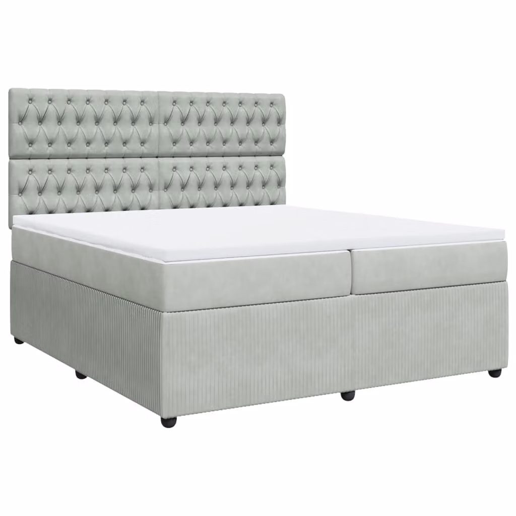 Giroletto a Molle con Materasso Grigio Chiaro 200x200cm Velluto