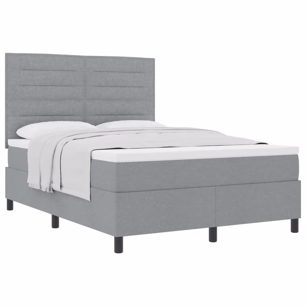 Letto a molle con materasso vidaXL in tessuto grigio L/P: 140 x 190 cm – 2