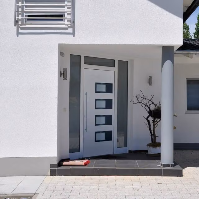 Porta d'ingresso moderna vidaXL in alluminio e plastica bianca con inserto in vetro L: 100 cm, H: 210 cm