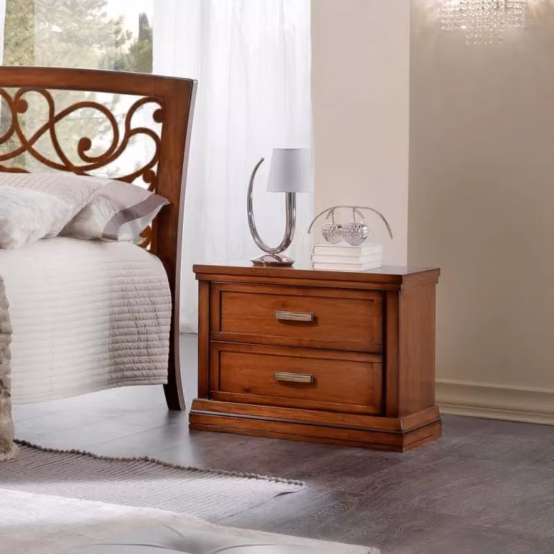 Comodino classico con 2 cassetti in legno color noce Mobili 2G L: 63,5 cm, P: 39 cm, H: 54 cm – 2