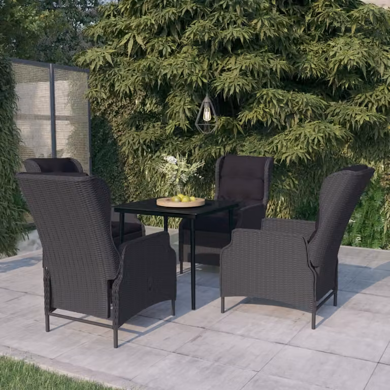 The Living Store Set da pranzo da giardino 5 pz. Set da pranzo da giardino grigio scuro