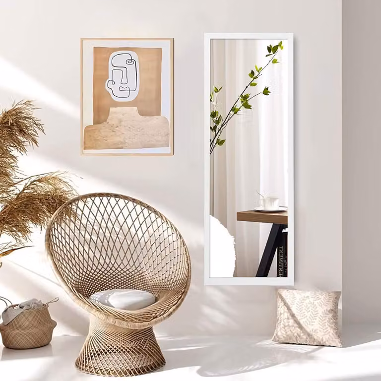 Specchio a figura intera Costway da appendere alla porta o al muro, design minimalista rettangolare, Bianco, H: 120 cm, L: 37 cm