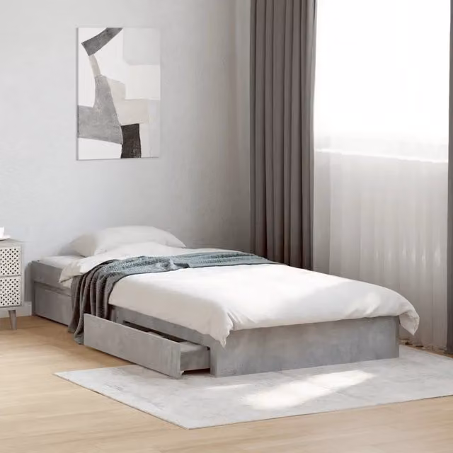 Letto con cassetti vidaXL in legno multistrato grigio L: 90 cm, P: 190 cm