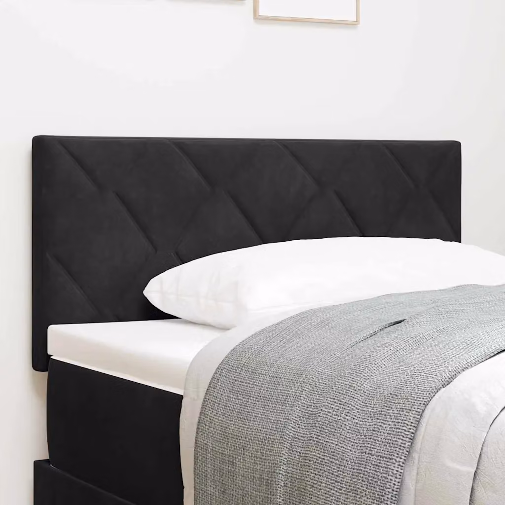 Testiera per letto moderna vidaXL in velluto nero con struttura in legno di pino, Larghezza: 100 cm