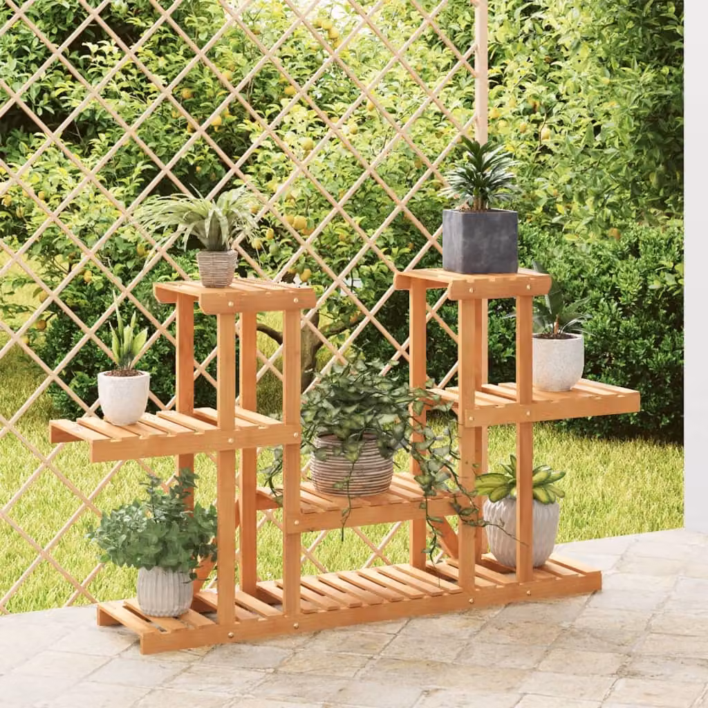 vidaXL Portafiori in Legno di Abete Massello Marrone L: 110 cm, P: 25 cm, H: 73 cm