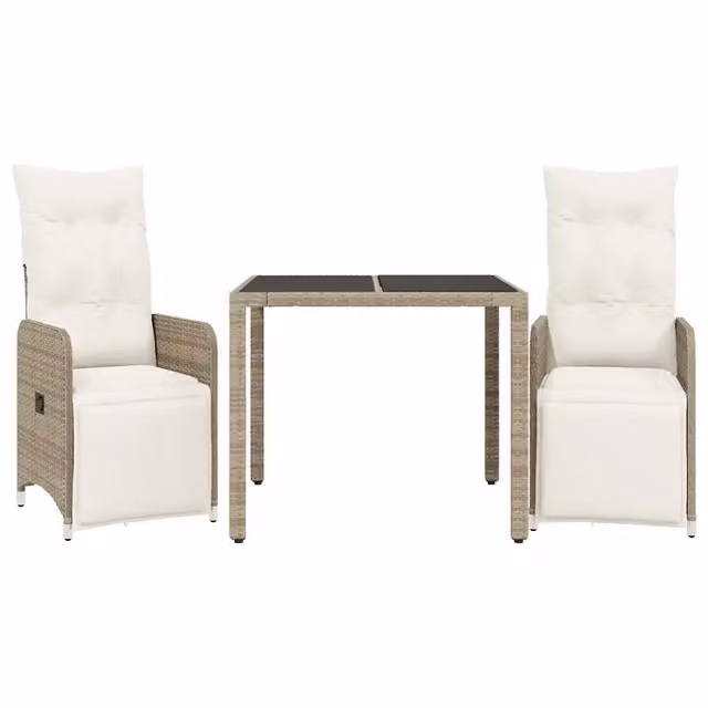 Set Bistr¨° da Giardino 3 pz | Set Salotto da Giardino con Cuscini in Polyrattan Marrone