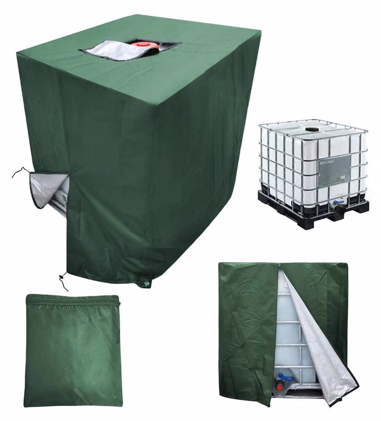 Copertura per serbatoio IBC da 1000 litri, protezione antigelo, telo copri-serbatoio, 120x100x116 cm, poliestere