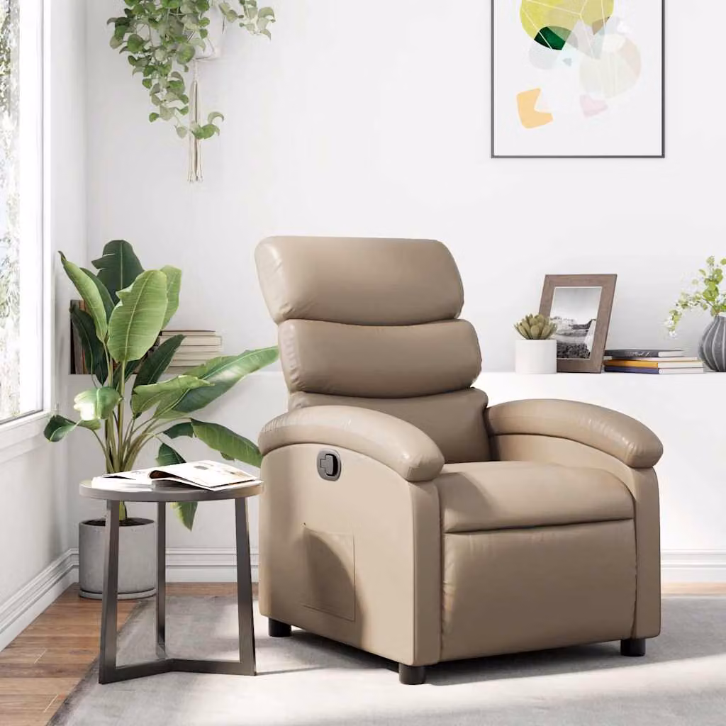 Poltrona Reclinabile Relax vidaXL in Similpelle Beige e Marrone con Braccioli e Meccanismo a Leva Manuale