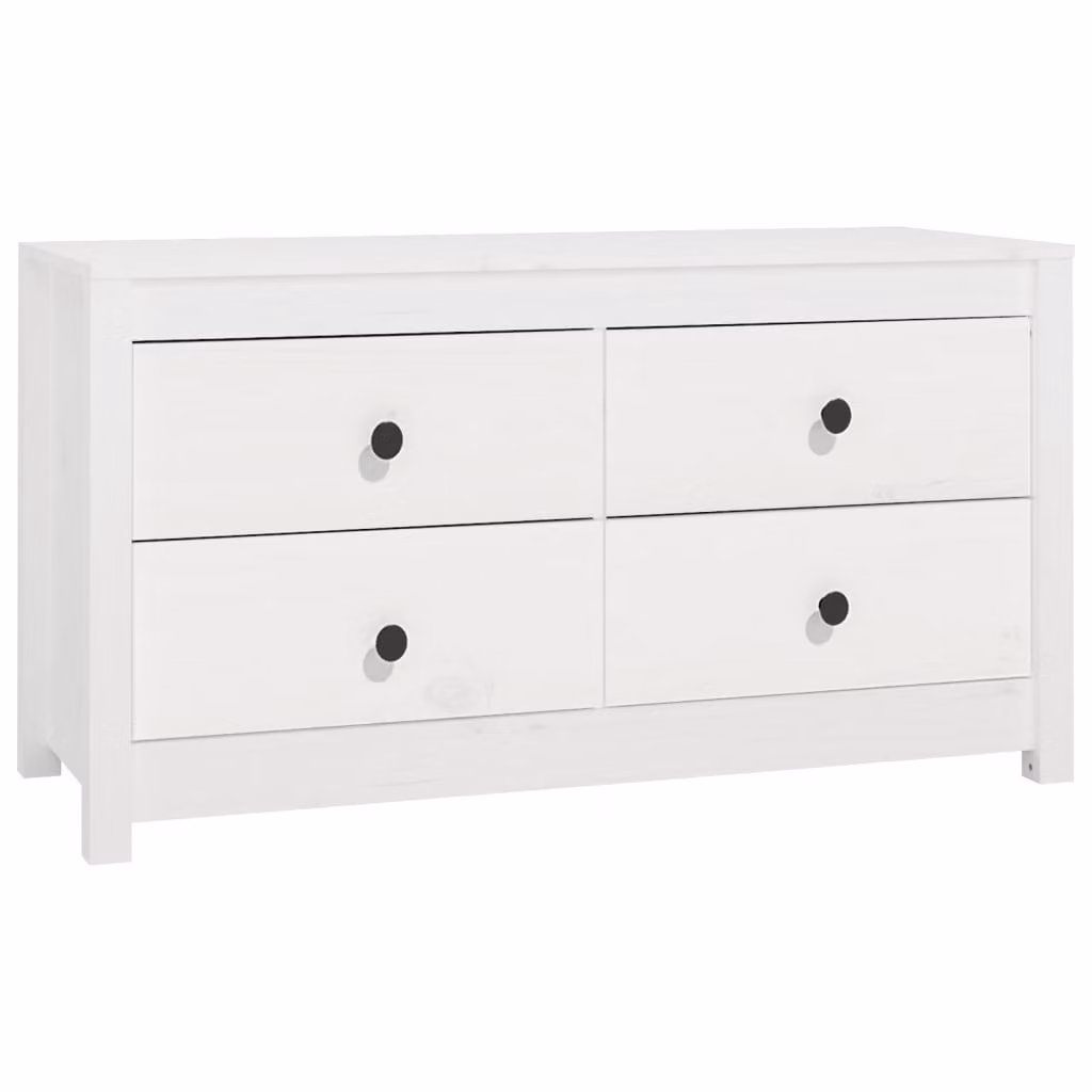 Armadietto Bianco 100x40x54 cm in Legno Massello di Pino