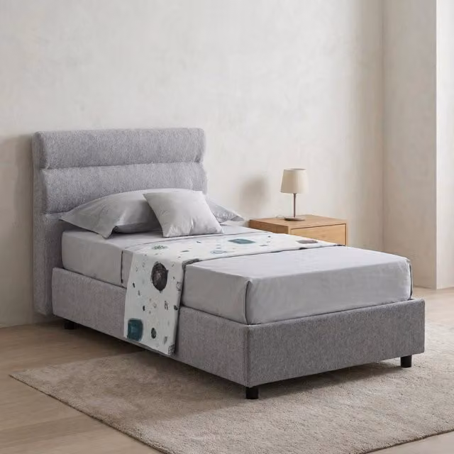Letto Singolo Brenta Sfoderabile Made in Italy Grigio e Nero L/P/H: 80 x 200 cm – 1