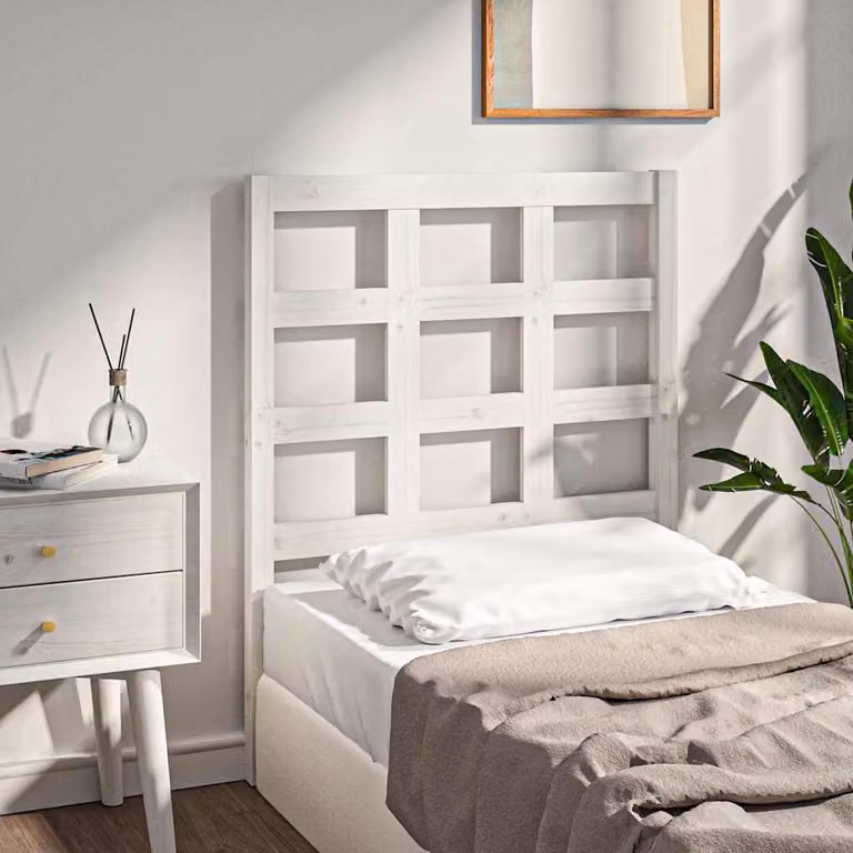 Testiera per letto vidaXL in legno massello di pino bianco, L 80,5 cm x P 4 cm x H 100 cm