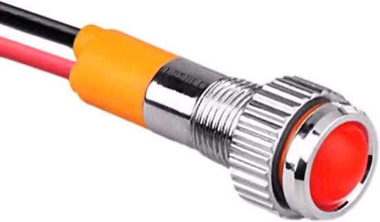 Lampade di segnalazione metalliche da 6 mm, rosse, 9-24 V, impermeabili, a LED