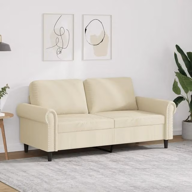 Divano a 2 posti moderno vidaXL in similpelle beige con struttura in metallo per il tuo soggiorno