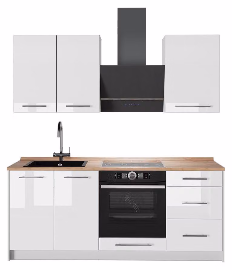 Cucina monoblocco Vicco Fame-Line Bianco lucido/Bianco 190 cm, PL Rovere, Model 64924