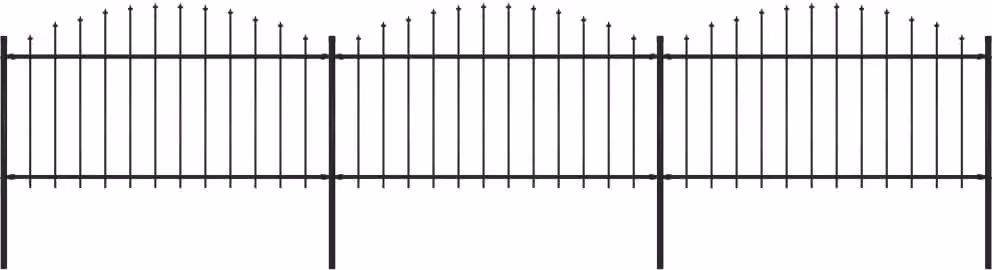 Recinzione da Giardino con Punta a Lancia in Acciaio 537x150 cm Nero