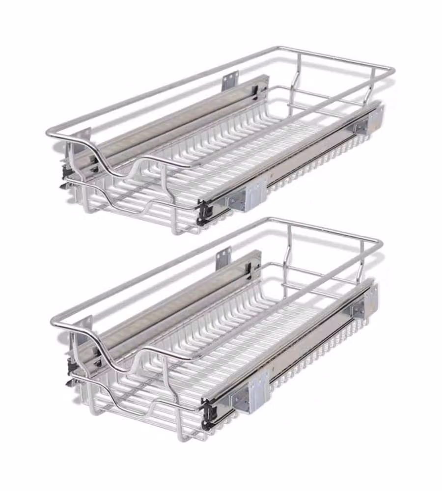 Set di 2 cestelli a rete scorrevoli vidaXL colore argento – 2