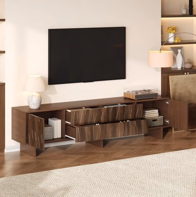 TV-St?nder 180 x 40 x 56 cm con 4 cassetti e 2 ante; effetto noce scuro