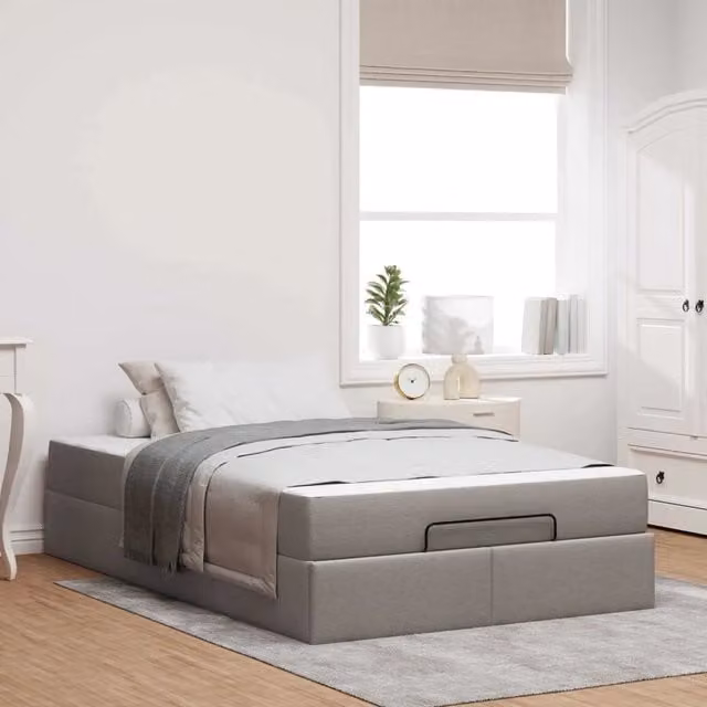 Letto con struttura imbottita e materasso in schiuma vidaXL con cassetti, L/P/H: 200 x 120 x 43,5 cm, Beige o Grigio