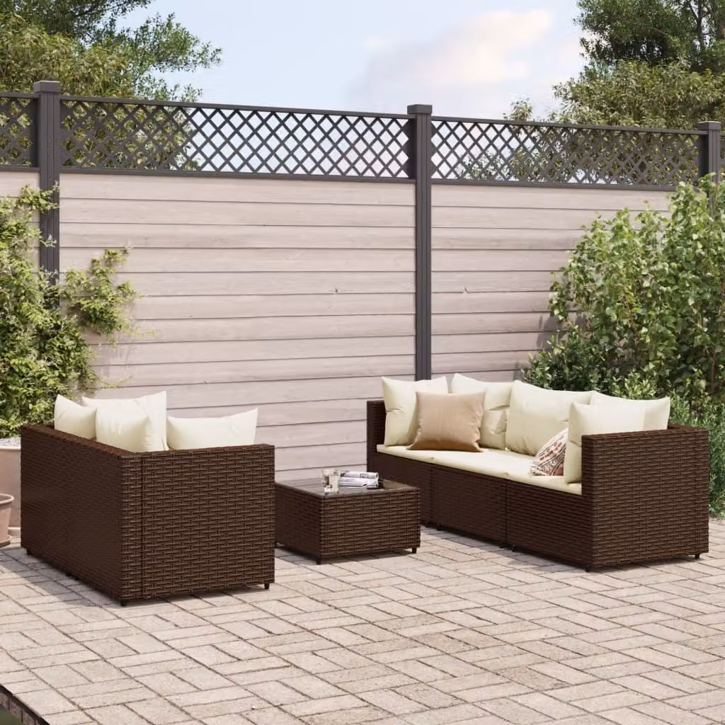 Maison Exclusive - Set Mobili da Giardino 6pz con Cuscini in Polyrattan Marrone