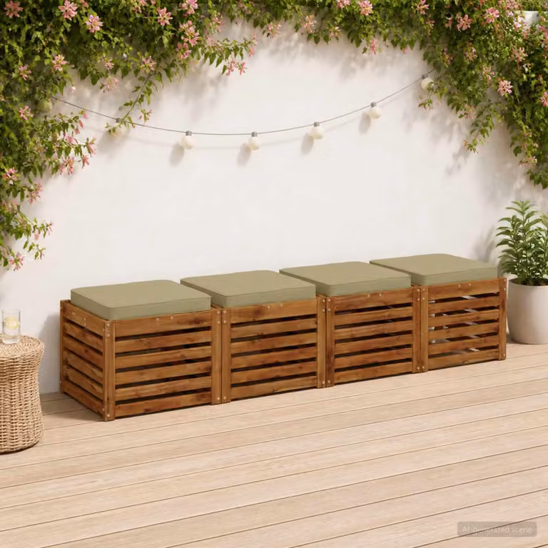 Set di 4 cuscini per sedia vidaXL VUGHT in poliestere, colore verde, design moderno e rettangolare con rivestimento rimovibile e lavabile