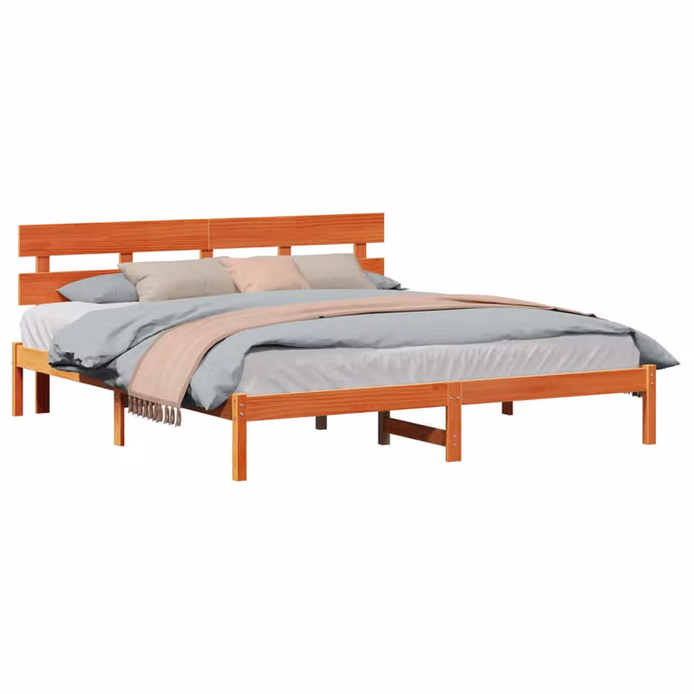 Struttura del letto moderna vidaXL in legno massello di pino marrone L/P: 200 x 200 cm